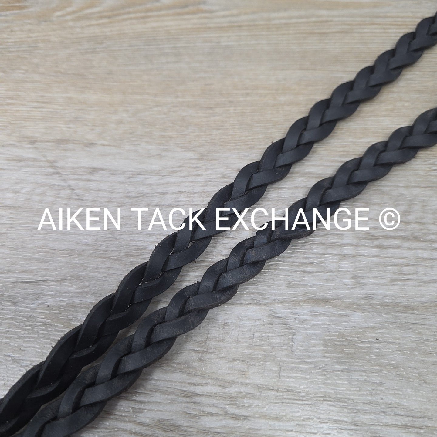 Plaited Reins, Black, 56"