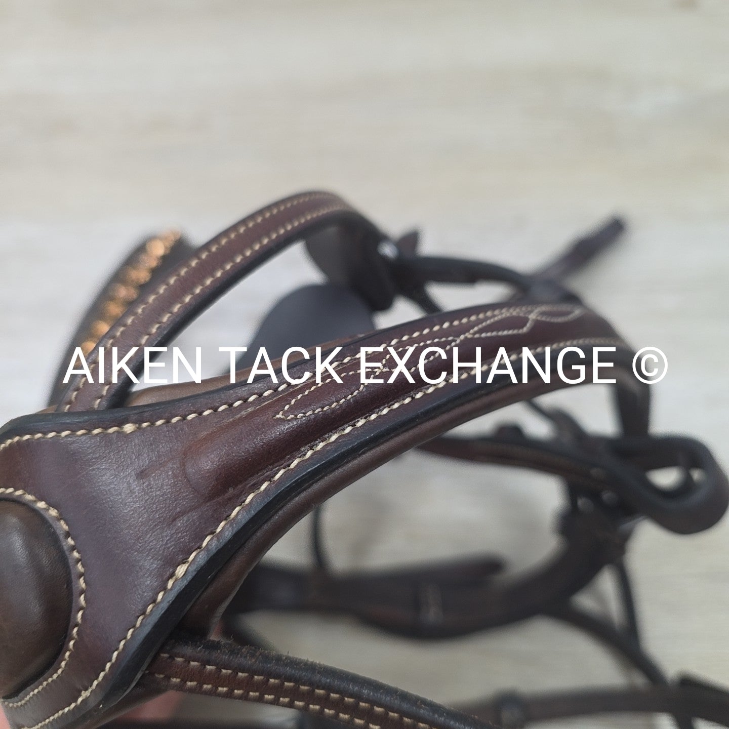 Nunn Finer Arianna Bridle with Halter Ego Bling Browband, No Reins, Brown, Full