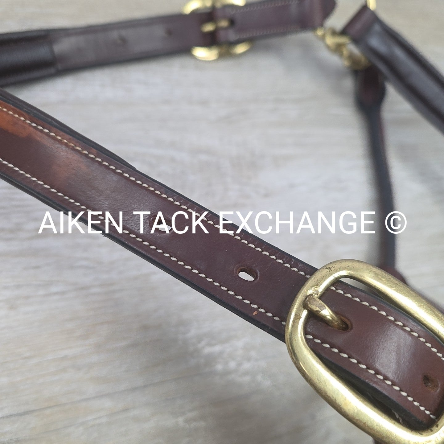 Padded Fancy Stitched Leather Halter, Brown, Size Full