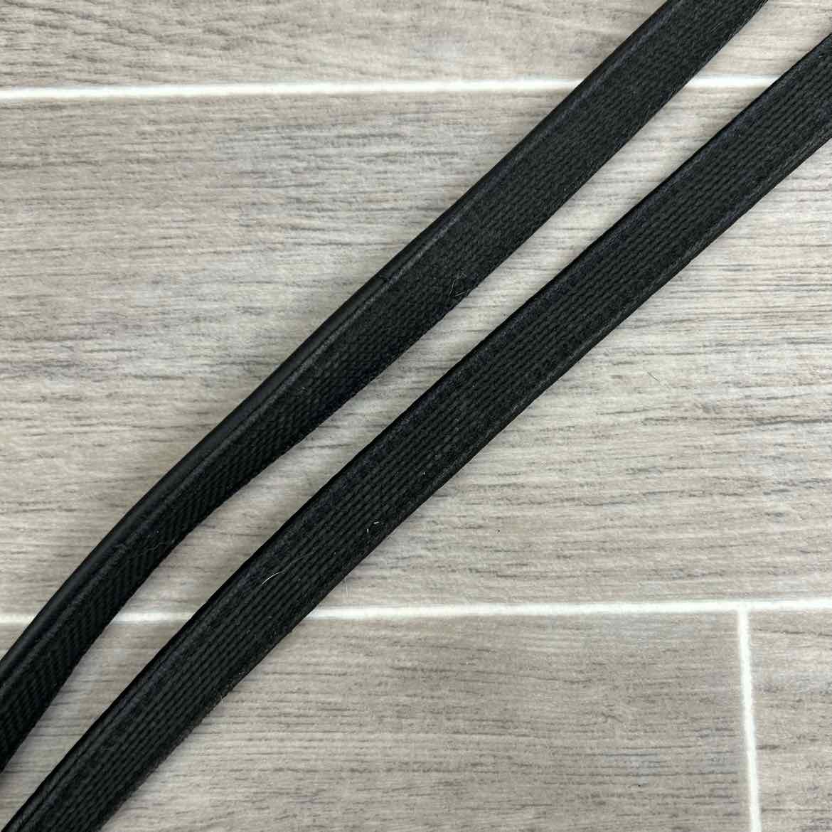 Stubben NT Leather Reins with Extra Grip Rubber Lining, Black, 55"