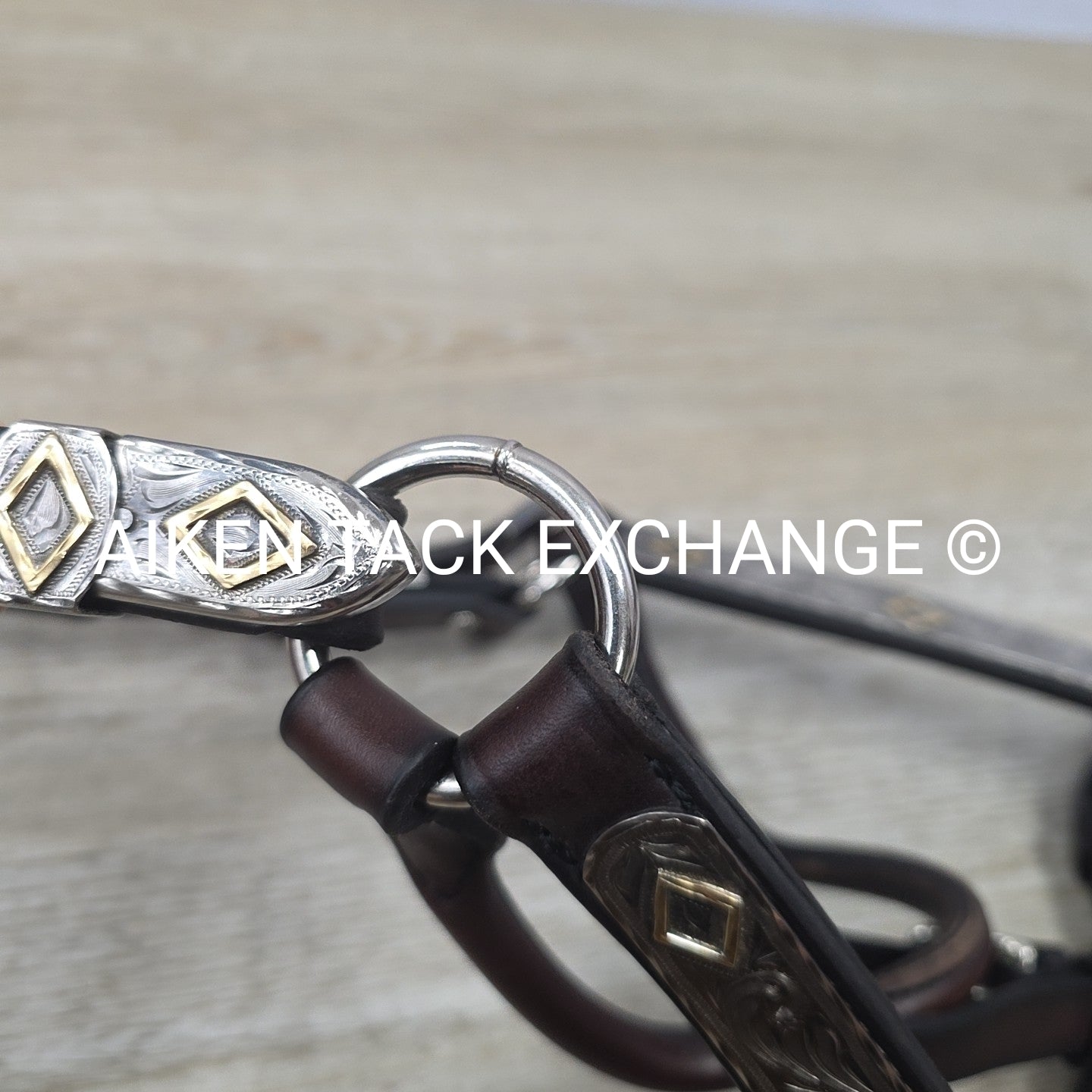 Tory Leather Silver Plated Diamond Show Halter, Size Full