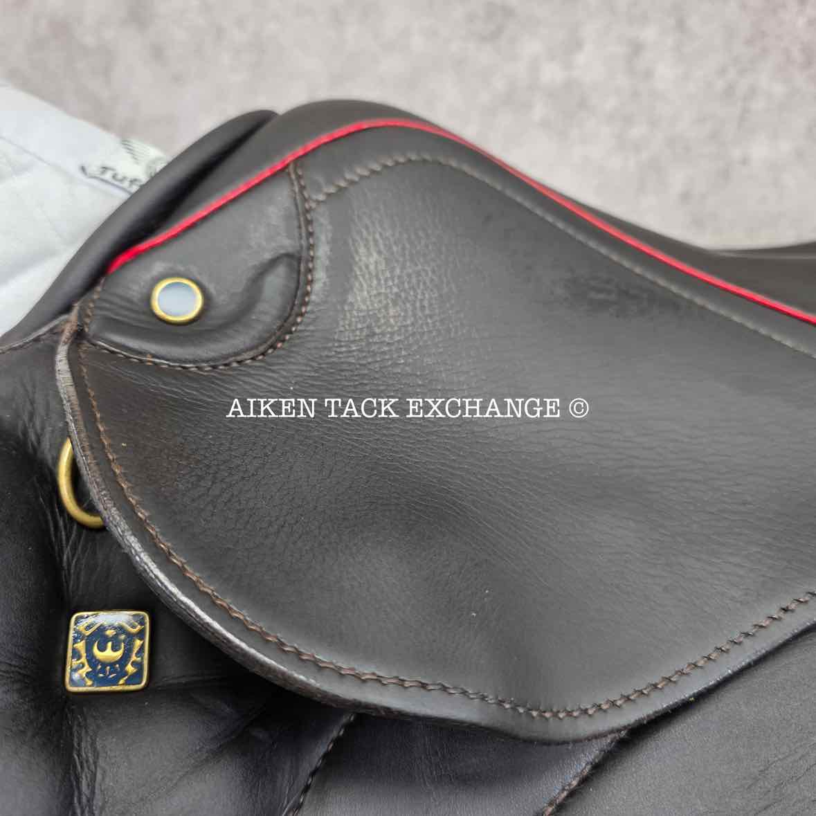 **SOLD** 2017 Stubben Zaria Optimum Deluxe Monoflap Jump Saddle, 17.5" Seat, 29cm - Medium, Wool Flocked Panels