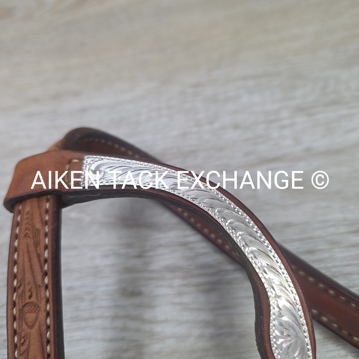 One Ear Silver Western Show Headstall, No Reins, Size Full