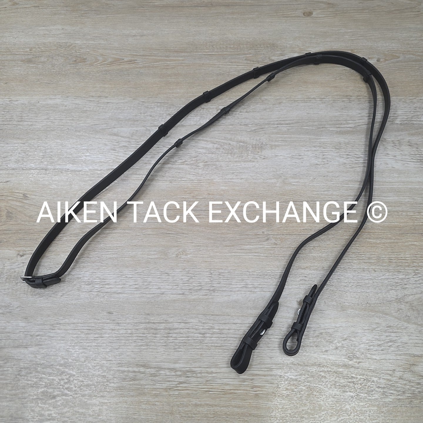 Leather Reins with Hand Stops, Black, 56"