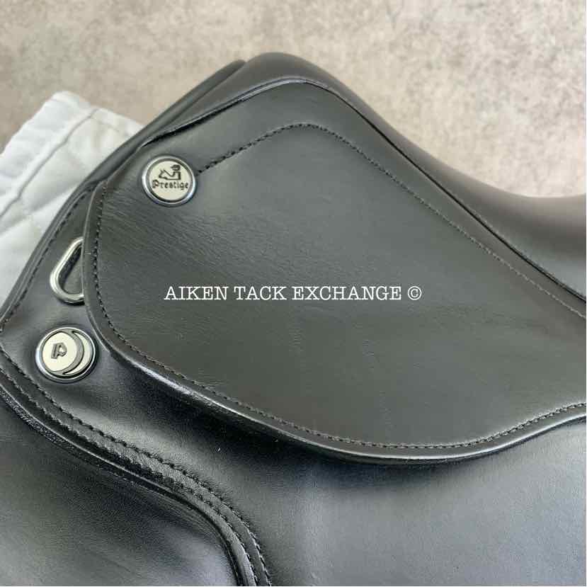 **SOLD** 2019 Prestige X-D1D K Zero Monoflap Dressage Saddle, 17" Seat, Medium Tree, Wool Flocked Panels