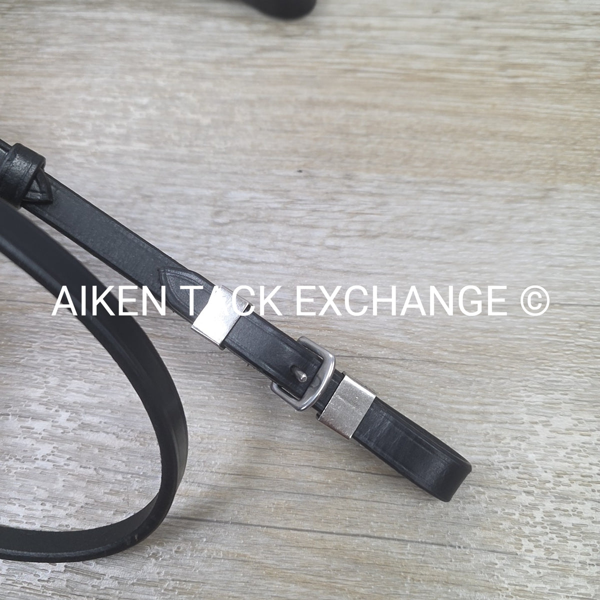Leather Bridle, No Noseband, with Matching Cotton Web Reins, Black, Oversize