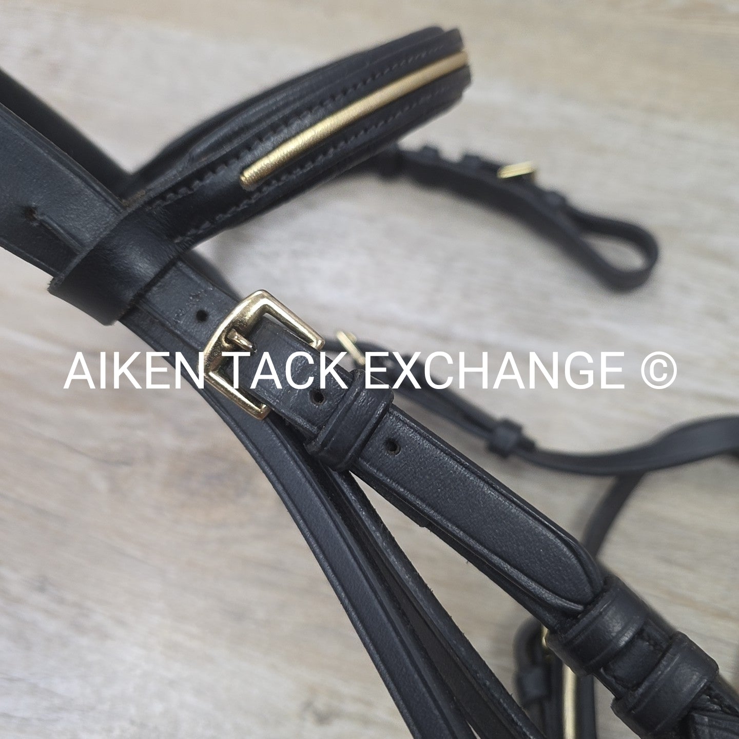 Rhinegold Flash Dressage Bridle with Matching Rubber Reins, Black with Gold, Siz