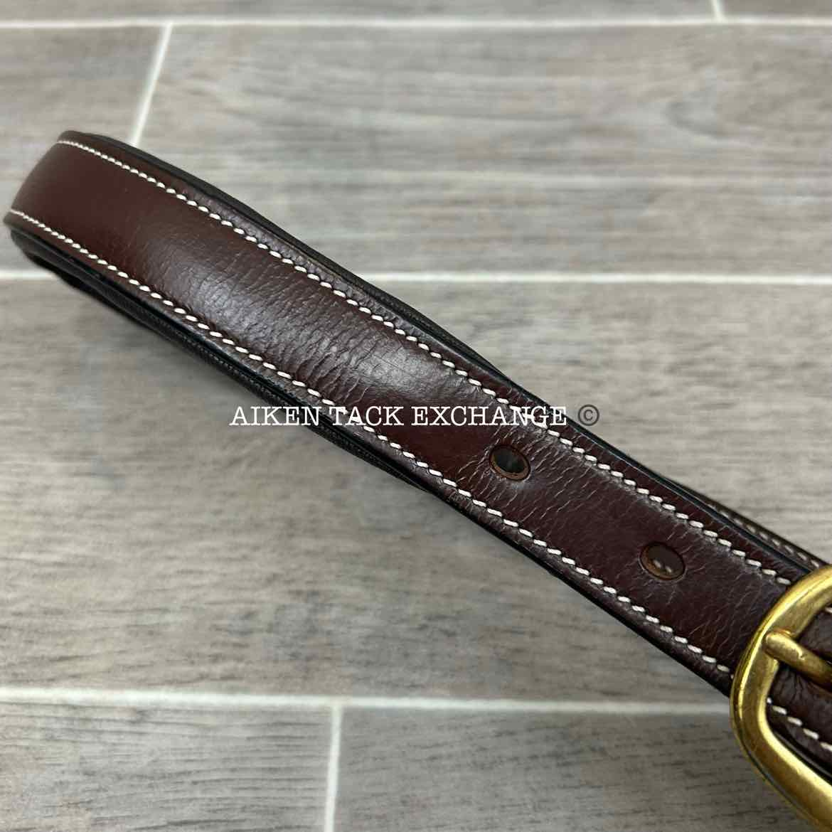 KL Select Black Oak Willow Padded Leather Halter, Brown/Brass, Oversize