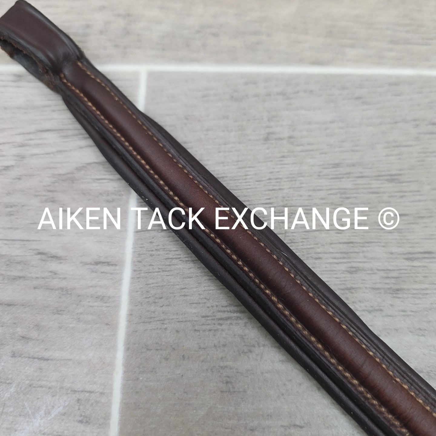 Plain Raised Noseband with Matching Browband, Brown, Size Full