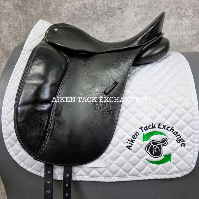 2001 Schleese Jane Savoie Dressage Saddle, 17" Seat, MW/W Tree, Wool Flocked Panels