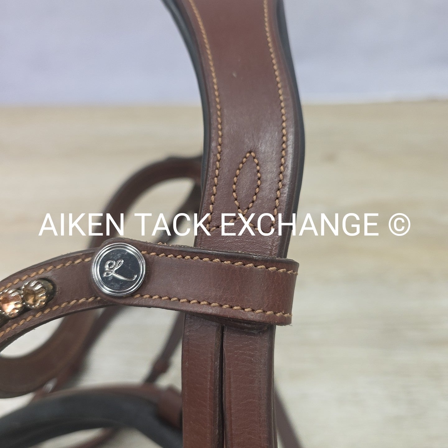 Lumiere Dressage Bridle, Missing Flash Strap, No Reins, Brown, Size Full