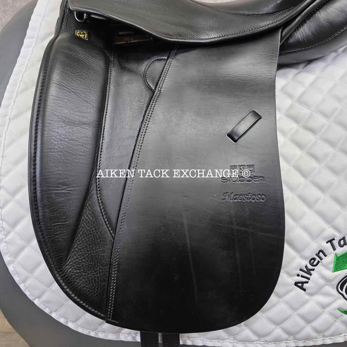 2003 Stubben Maestoso Dressage Saddle, 17" Seat, 32cm Tree - Extra Wide, Wool Flocked Panels