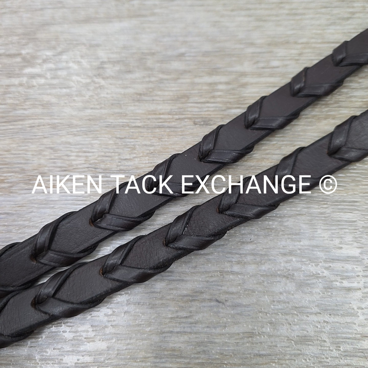 Flat Laced Reins, Brown, 56"
