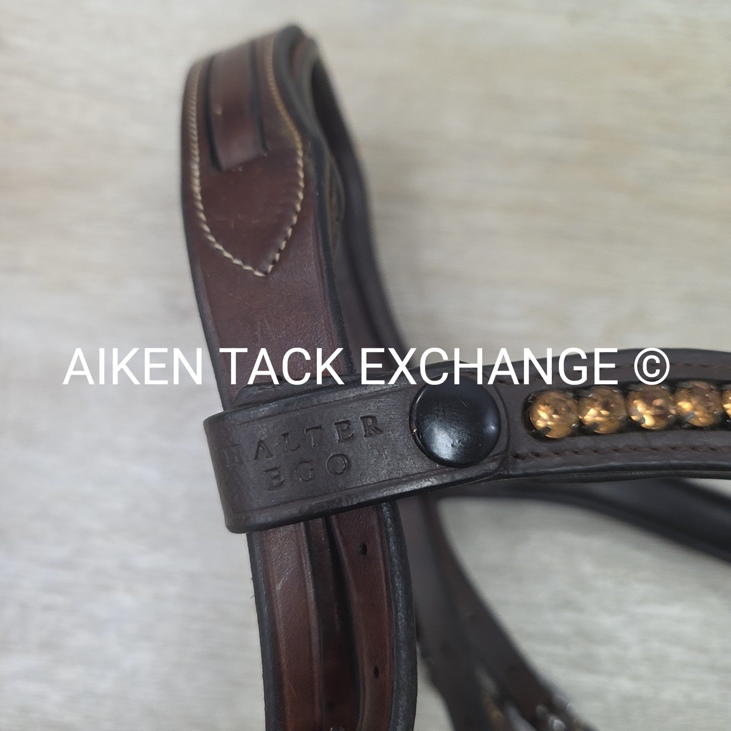 Nunn Finer Arianna Bridle with Halter Ego Bling Browband, No Reins, Brown, Full