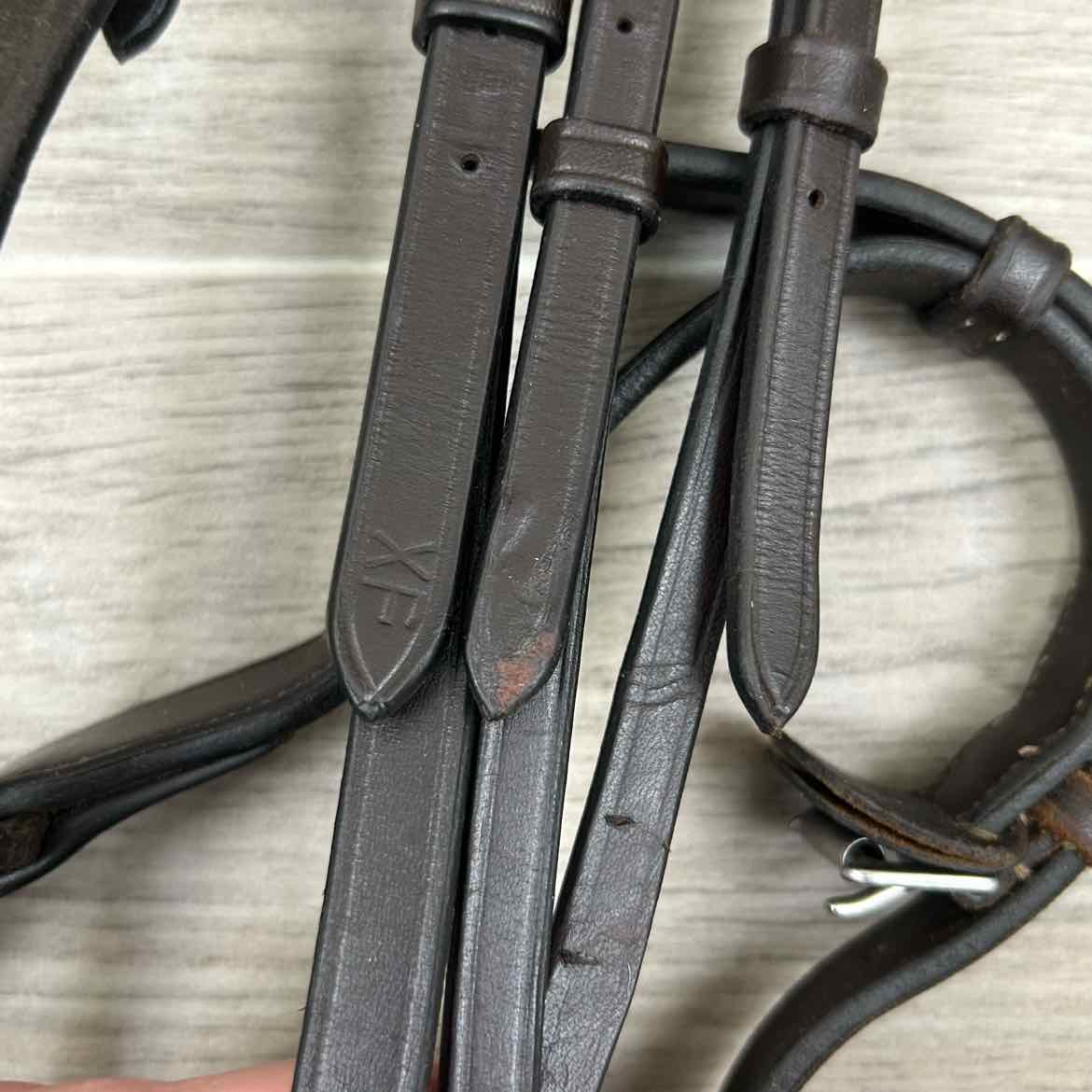 Padded Square Raised Fancy Stitch Monocrown Hunter Bridle, No Reins, Oversize
