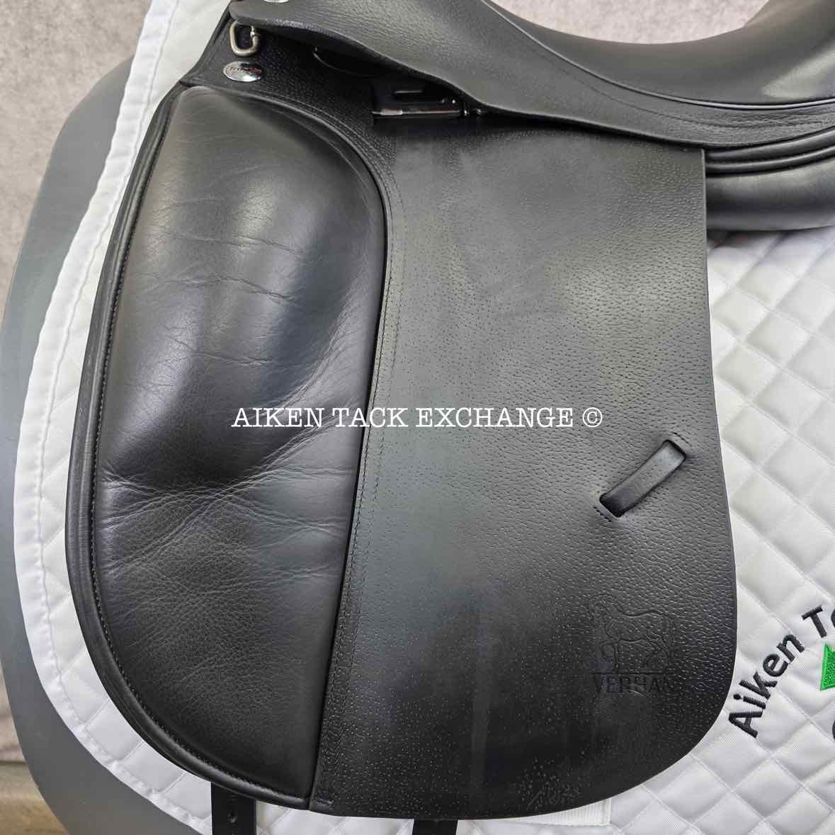 Verhan Trustin Free Shoulder Dressage Saddle, 17.5" Seat, Medium Wide Tree, Wool Flocked Panels