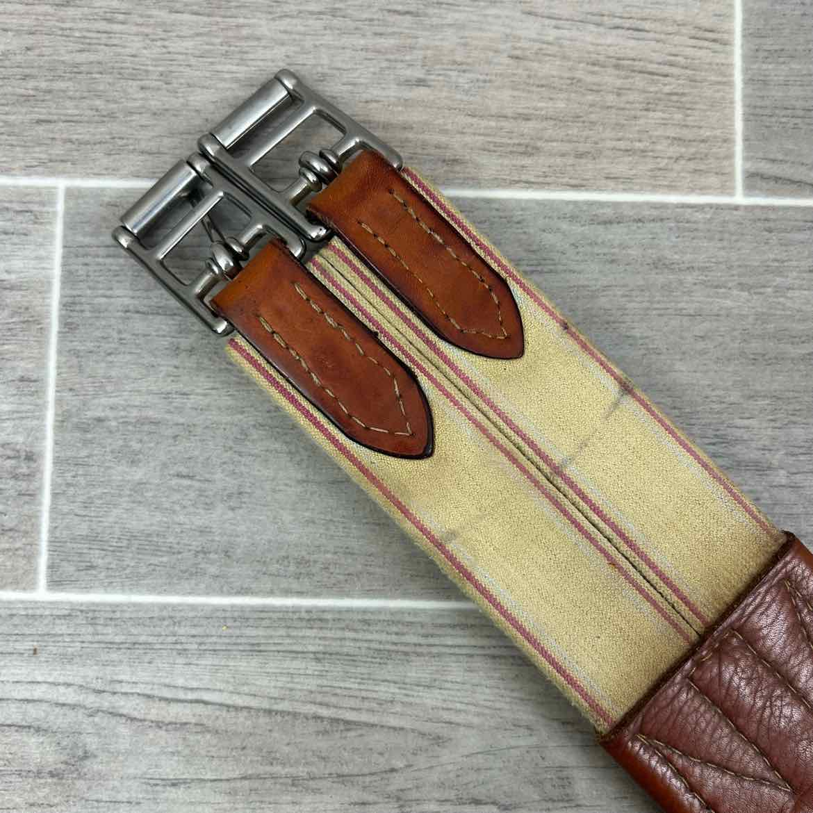 Edgewood Fancy Stitched Girth with Double End Elastic, Brown, 56"