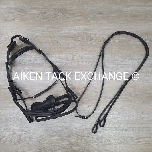Stubben Freedom Bridle with Leather Grip Reins, Black, Size Full