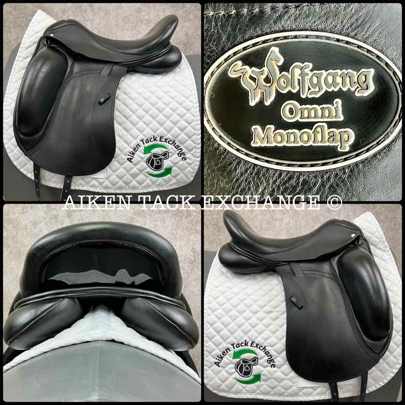 2018 Custom Saddlery Wolfgang Omni Monoflap Dressage Saddle, 17.5" Seat, Adjustable Tree, Wool Flocked Panels