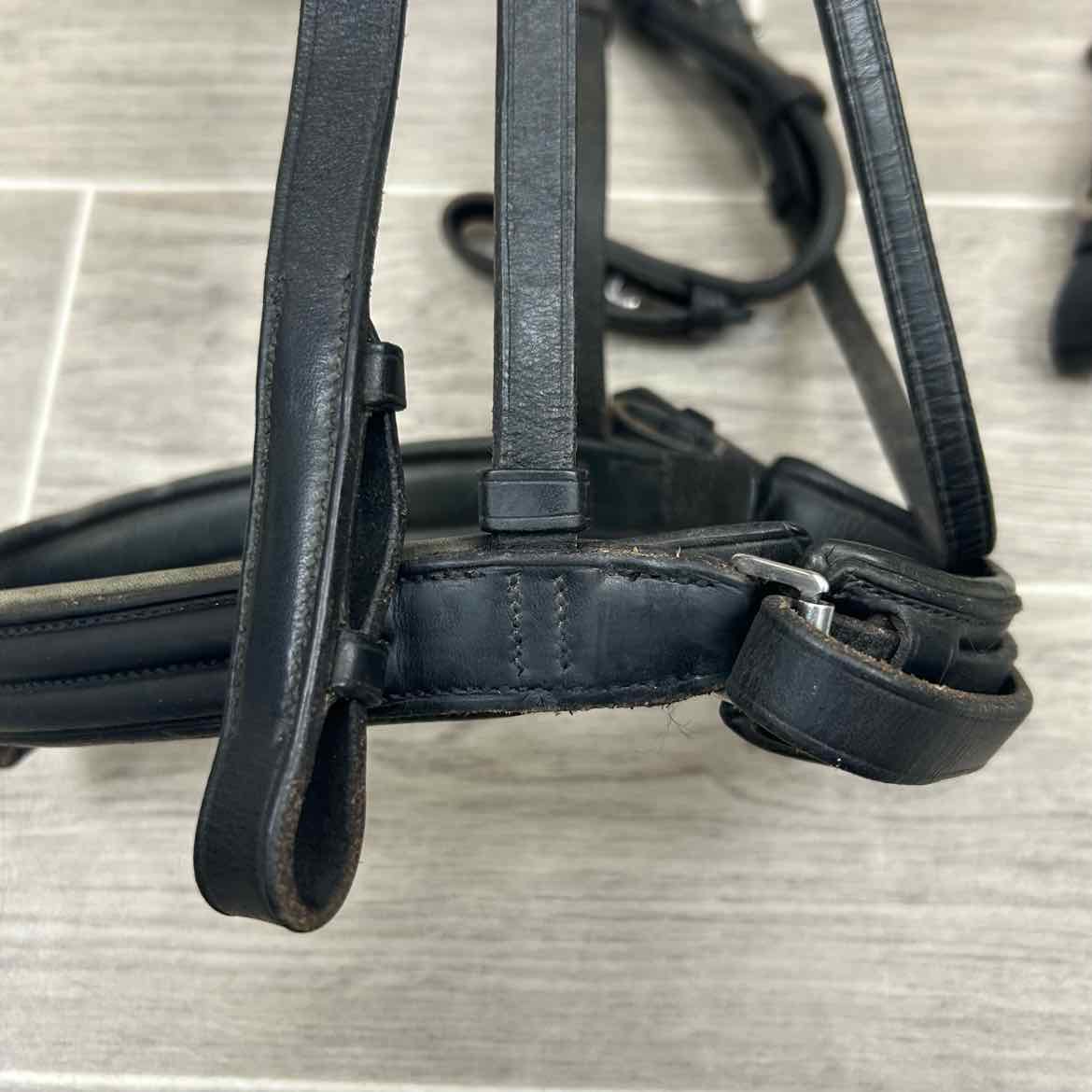 Vespucci Double Raised Dressage Bridle with Reins, Missing Flash, Black, Size Fu