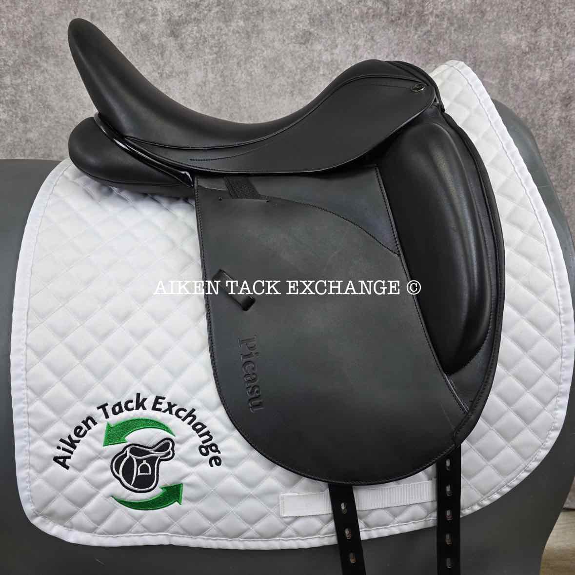 2022 MaxFlex Picasu Monoflap Dressage Saddle, 18" Seat, Flex Tree - Extra Wide (Adjustable), Wool Flocked Pony Panels