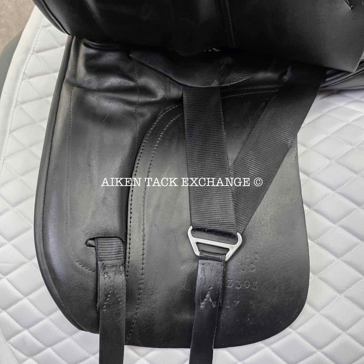 2010 Custom Saddlery Wolfgang Solo Dressage Saddle, 17.5" Seat, Adjustable Tree, Wool Flocked Panels