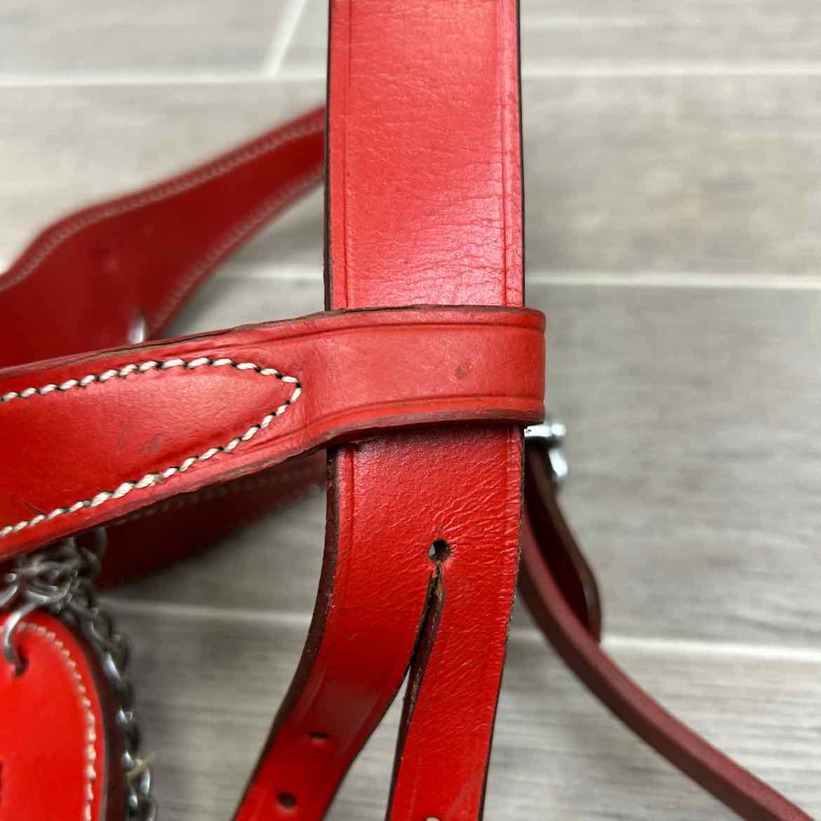 Baroque Style Bridle with Matching Reins, Red, Size Cob