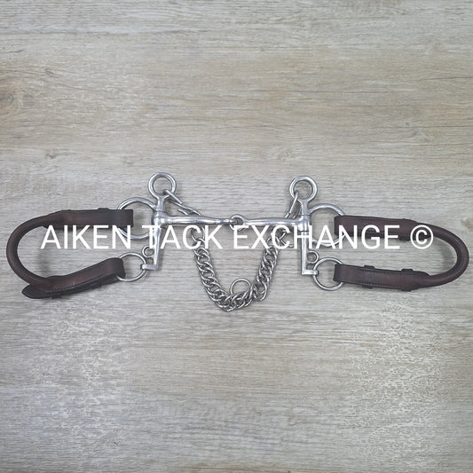 Single Joint Short Shank Pelham Bit with Leather Bit Converters 5"