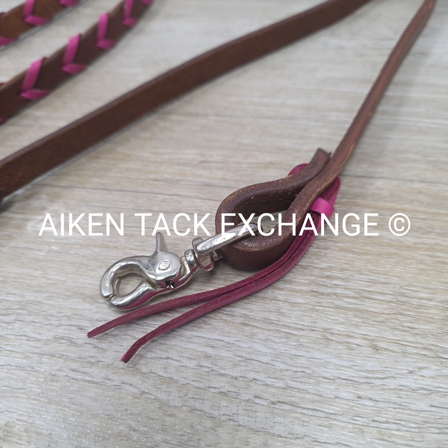 Rafter T Ranch Company Pink Plaited Browband Headstall with Matching Reins