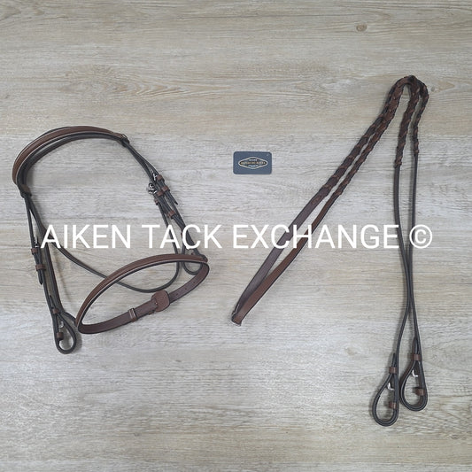 HDR Advantage Plain Raised Bridle with Reins, Oakbark, Size Pony