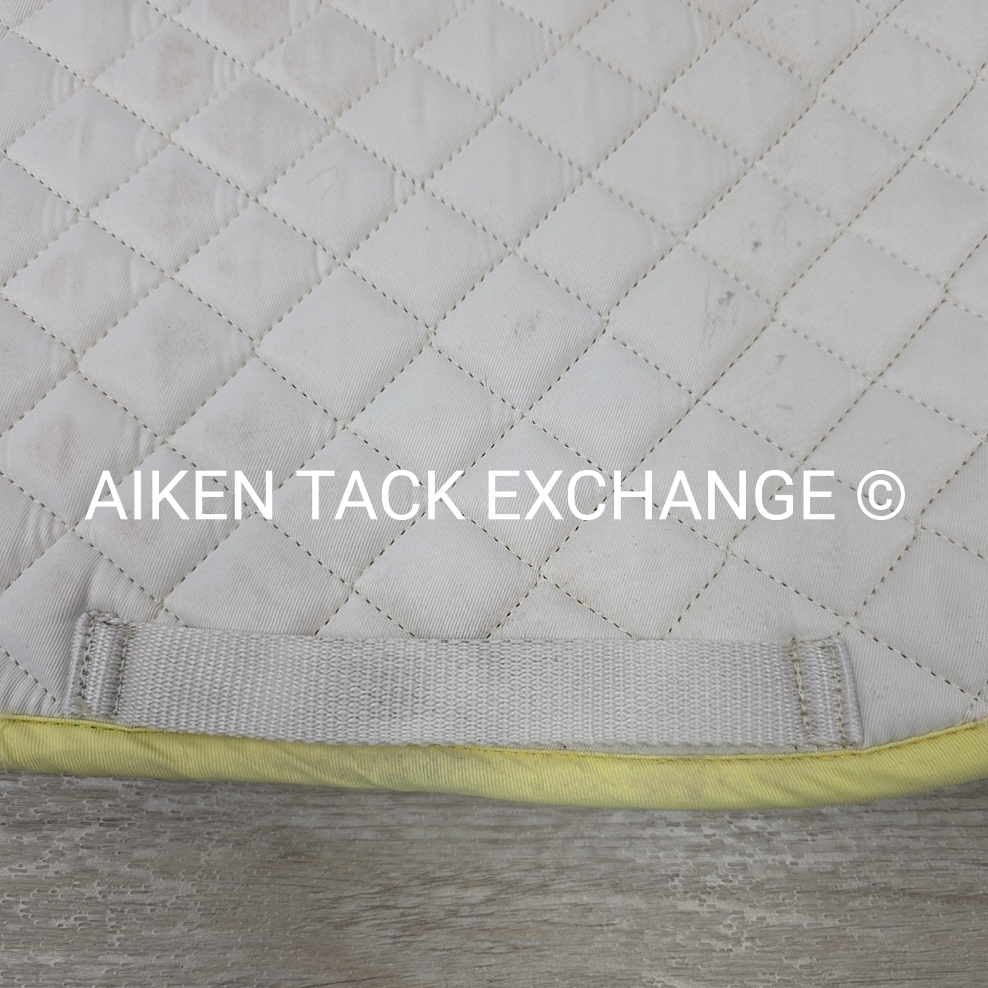 Dover Saddlery All Purpose Pony Saddle Pad, White with Yellow Trim