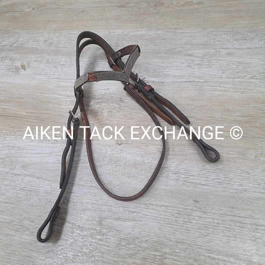 Tory Leather Silver V-Brow Western Headstall, No Reins
