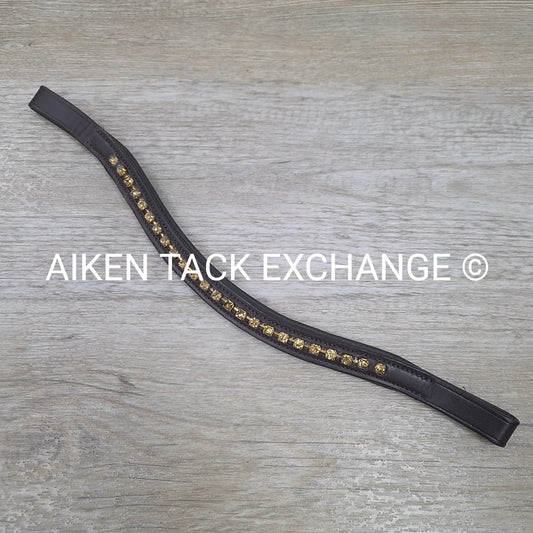 Excelle Padded Bling Browband, Brown, Size Cob