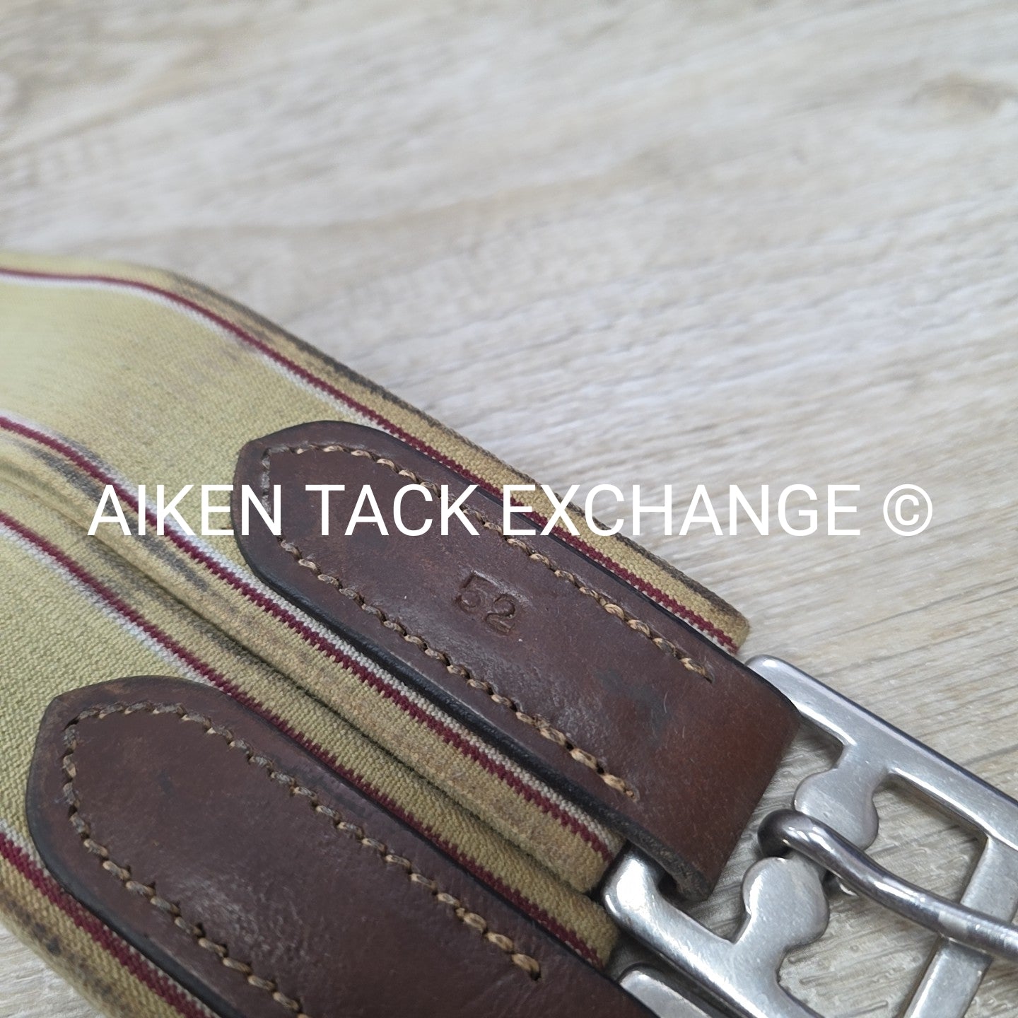 Leather Girth with Single End Elastic, Brown, 52"