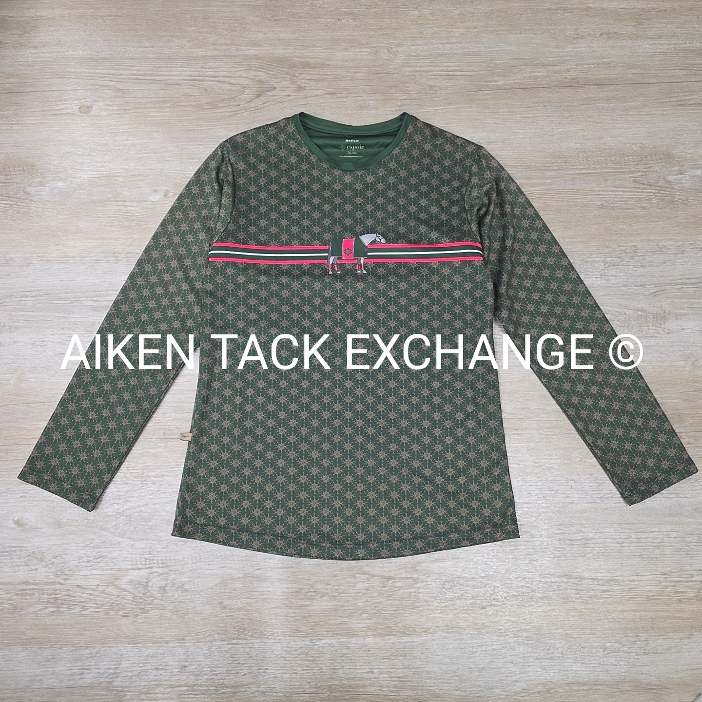 Espoir Equestrian Long Sleeve Top, Size Medium