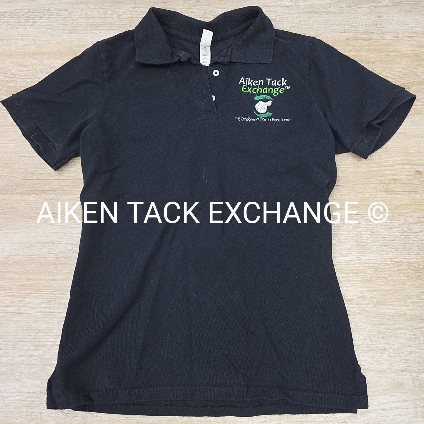 Short Sleeve Collared Polo Shirt with ATE Logo, Women's Size Medium