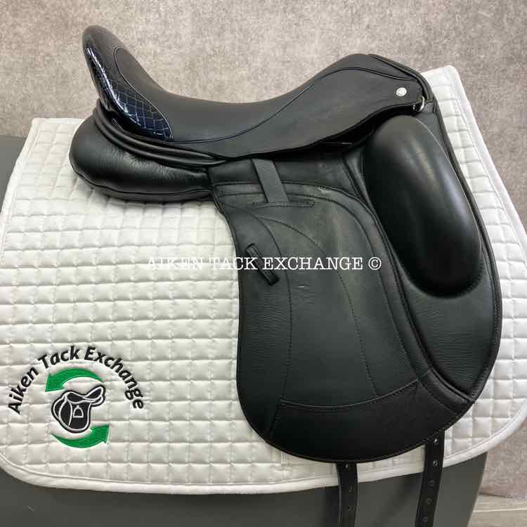 **SOLD** 2020 Custom Saddlery Wolfgang Omni Monoflap Dressage Saddle, 17.5" Seat, Adjustable Tree, Wool Flocked Panels
