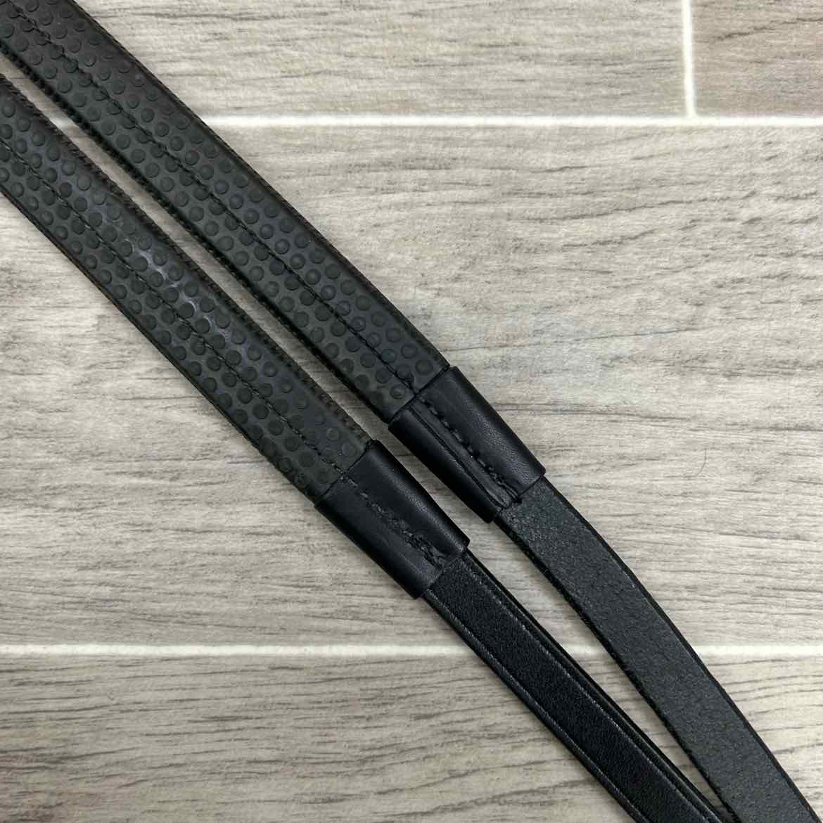 Tory Leather Rubber Grip Reins, Black, 60", Brand New