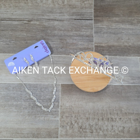 Claire's Bundle - 1 Tiara, 1 Set of Earrings, 1 Necklace