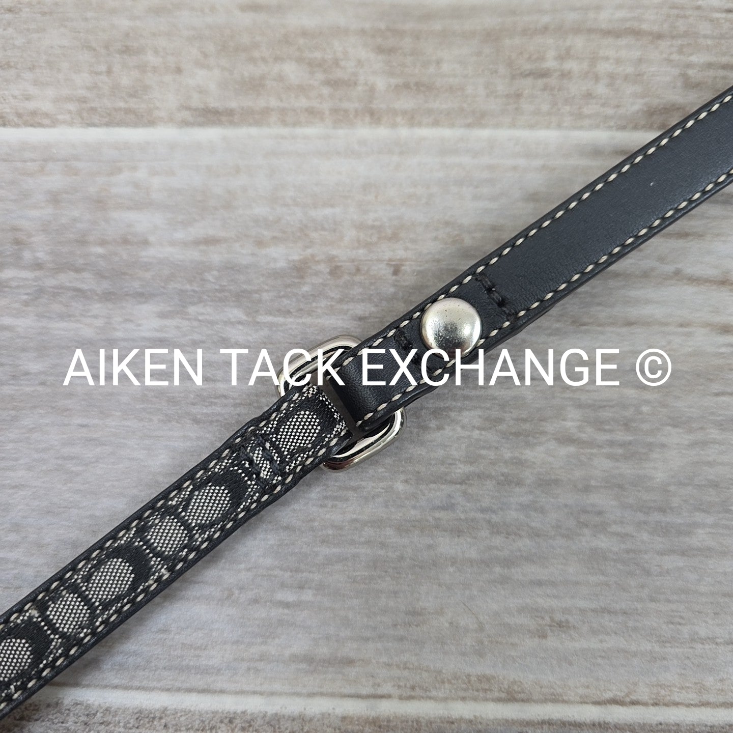 Coach Canvas Dog Collar w/ Matching Leash, Size Small