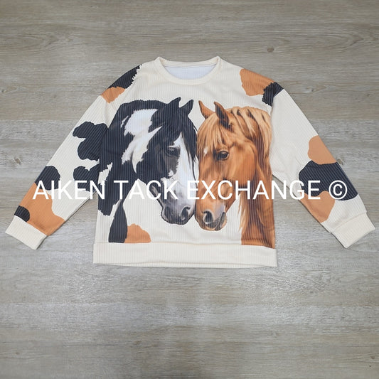 Horse Print Sweater, Size X-Large