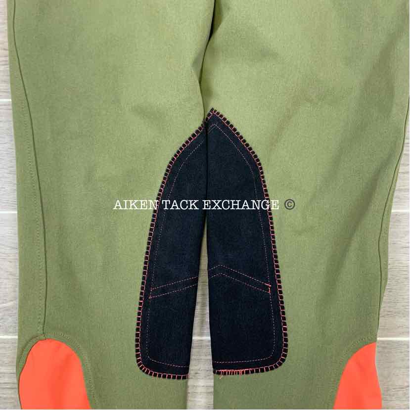 Dover Saddlery Wellesley Knee Patch Breeches Tan/Coral, 34
