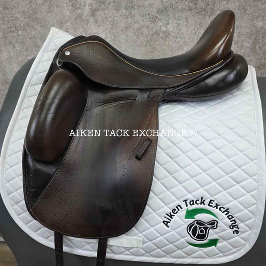 **On Trial** 2015 Custom Saddlery Icon Flight Monoflap Dressage Saddle, 17.5" Seat,  Adjustable Tree, Wool Flocked Panels