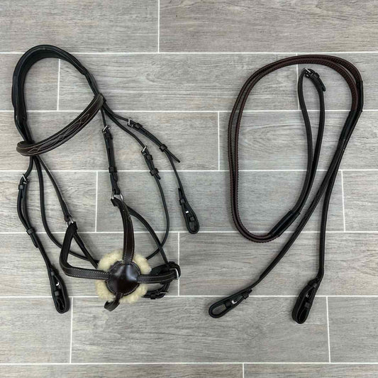 Nunn Finer Stefania Figure 8 Bridle with Matching Rubber Reins, Oversize
