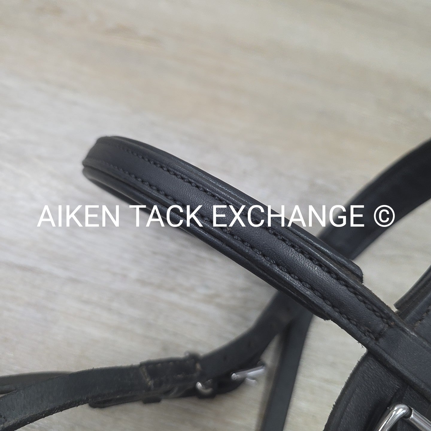 Plain Monocrown Bridle with Red Barn Calf Lined Dressage Reins, Black, Size Full