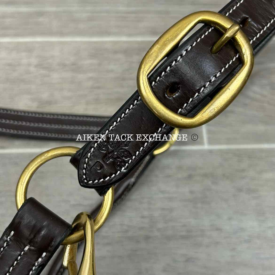 KL Select Black Oak Pine Leather Halter, Brown/Brass, Size Pony