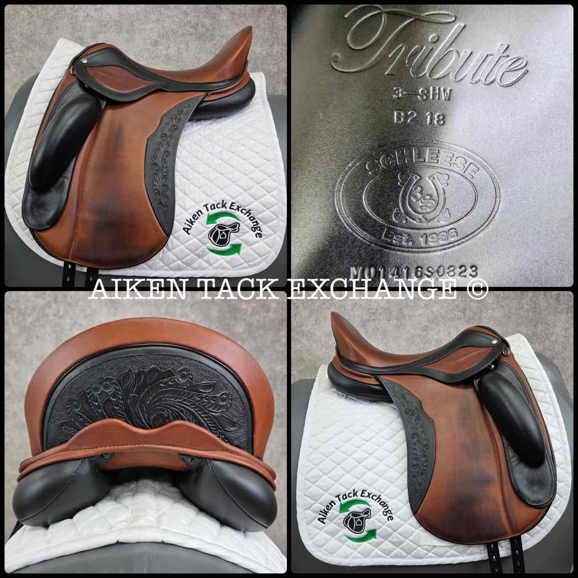 2023 Schleese Tribute Monoflap Dressage Saddle, 18" Seat, Adjustable AdapTree, Wool Flocked Panels