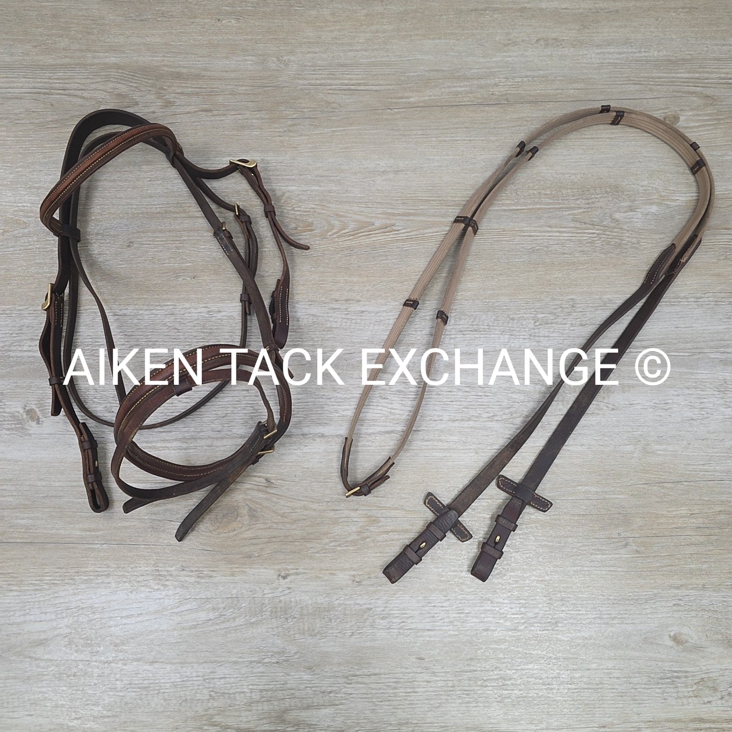 Stubben Plain Raised Flash Bridle with Matching Cotton Web Reins, Brown, Size Fu