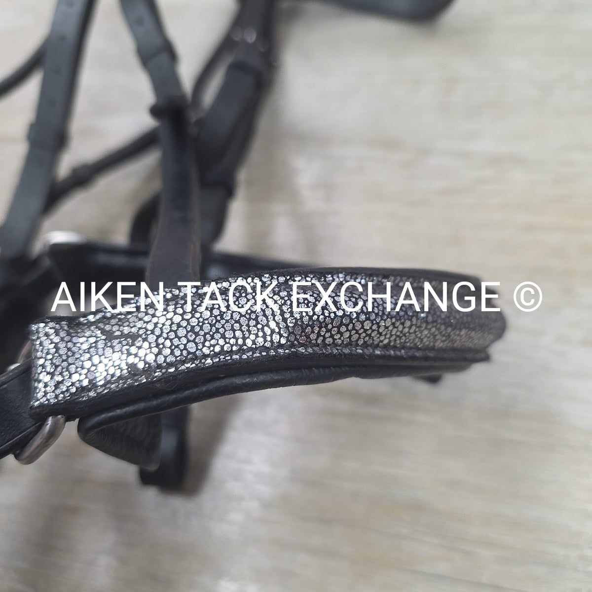Ovation Dressage Bridle, Missing Flash Strap, with Cotton Web Reins, Black, Full