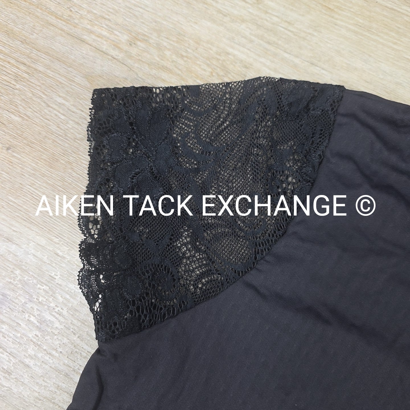 Kastel Denmark Black Galloon Lace Short Sleeve Sun Shirt, Size Small